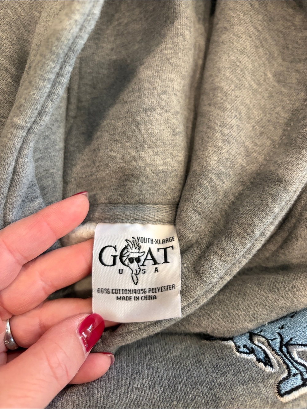 Goat USA Boys Grey Hoodie Size XL - Picture 2 of 7